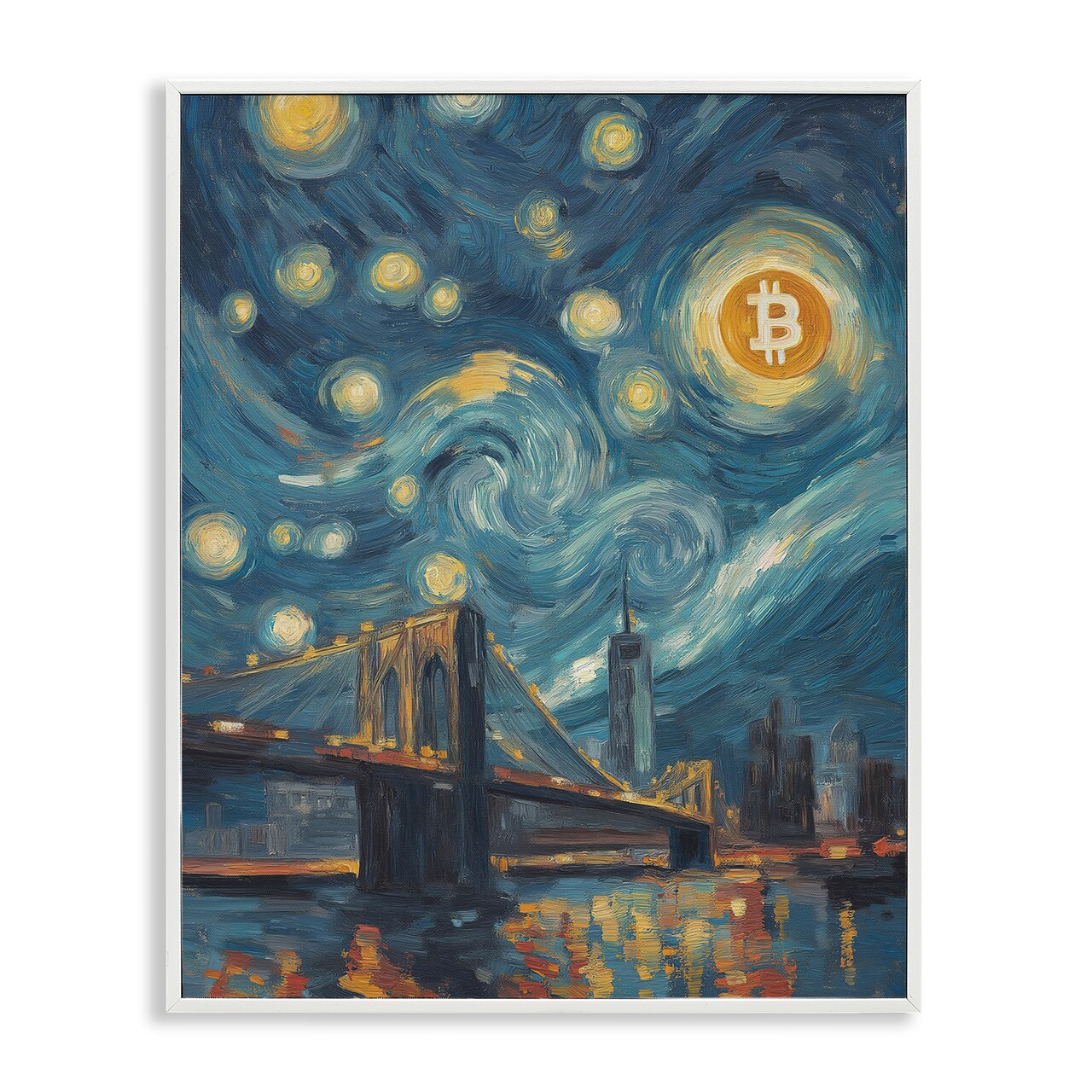 Stupell Industries Iconic Blockchain Moonlight Framed Giclee, design by Svetlana Aleynikova